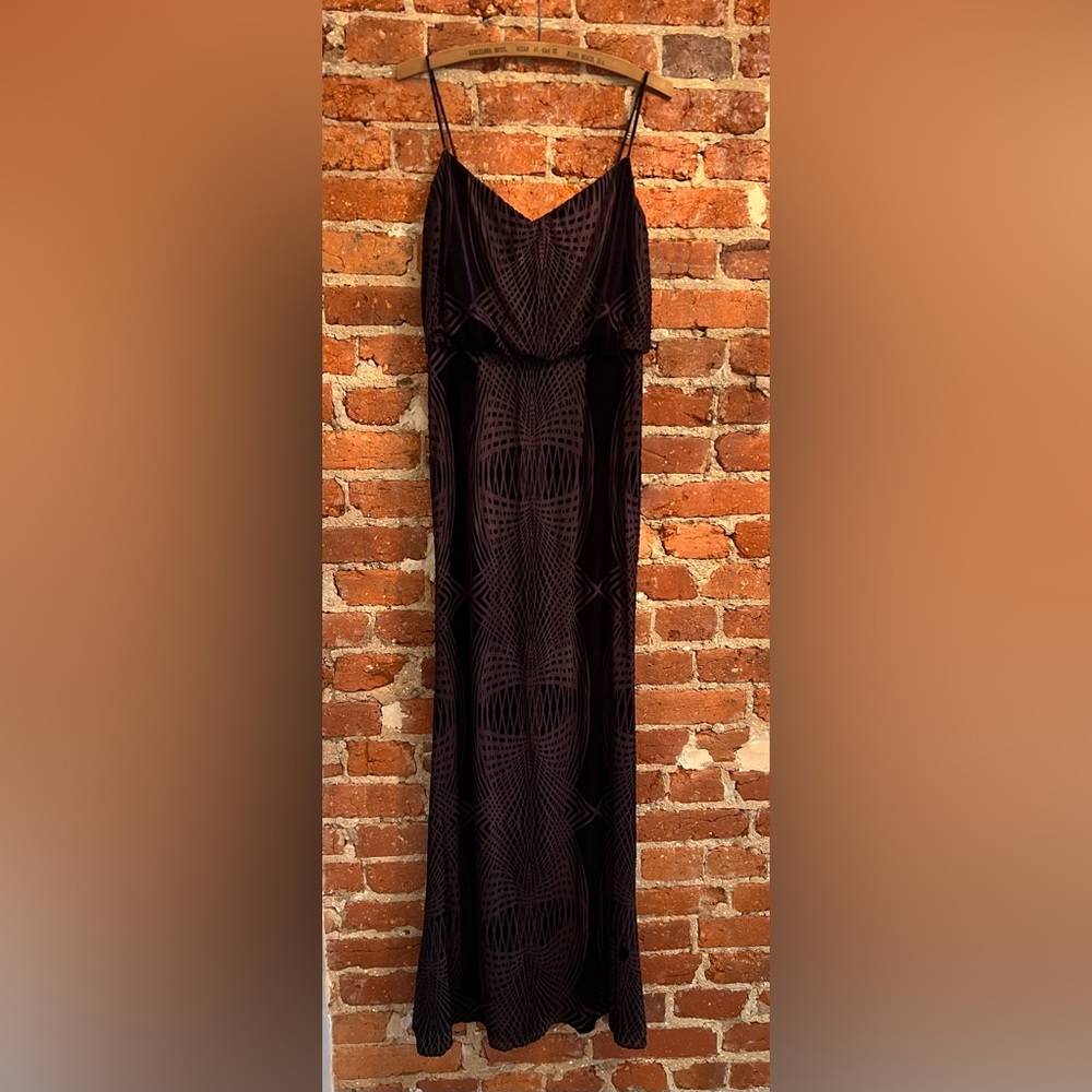 Adrianna Papell Purple Velvet Maxi Dress Spaghetti Strap